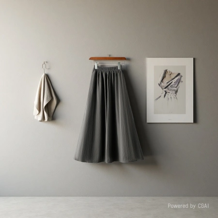 Grey satin JK body-hugging short skirt for women's wear, all-cotton skirt with elastic waist, A-line skirt Grey satin JK body-hugging short skirt for women's wear, all-cotton skirt with elastic waist, A-line skirt